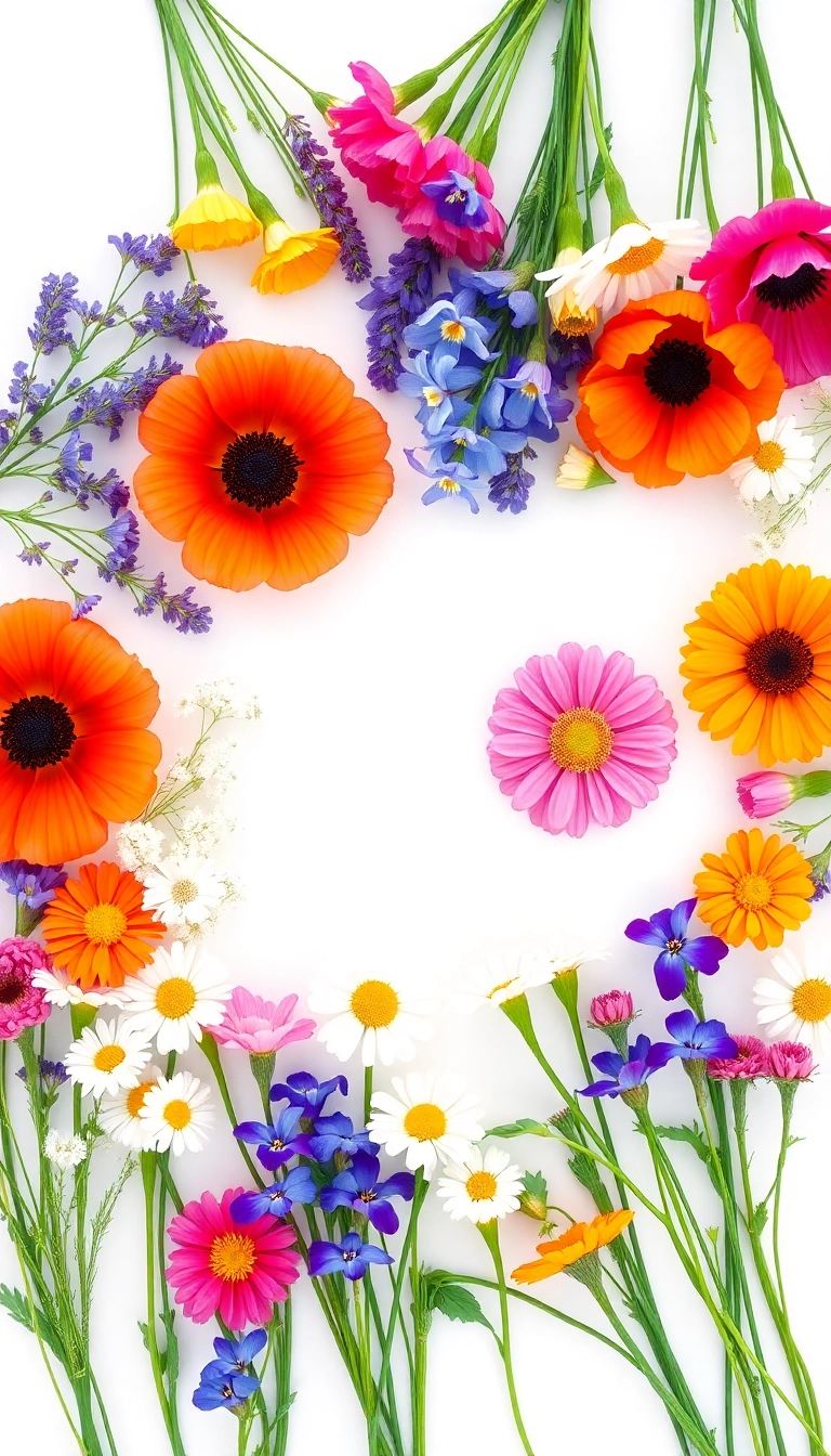 assorted flowers white background
